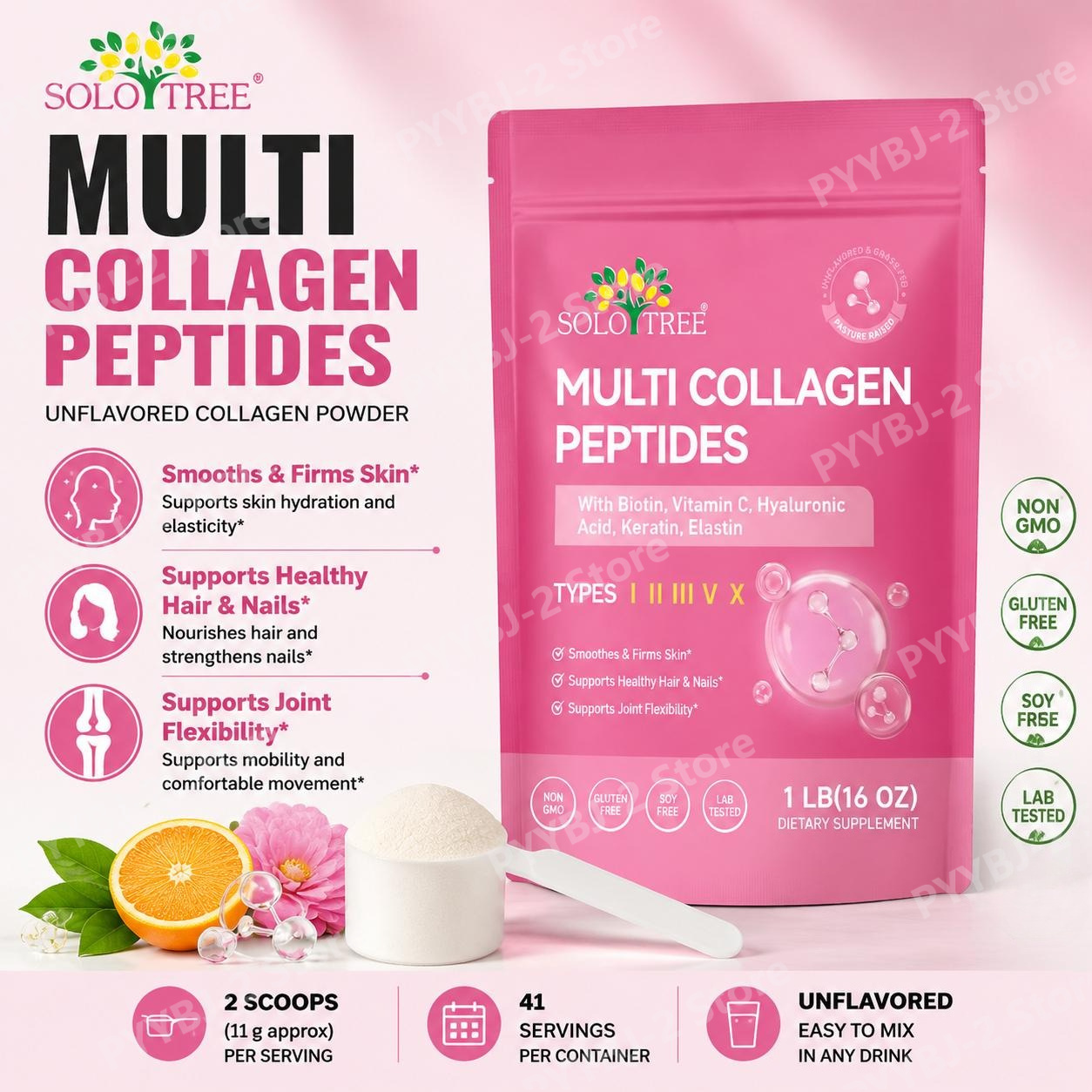 Vitamin C Powder - Multi-Kollagen-Peptid-Pulver Typ I II III V