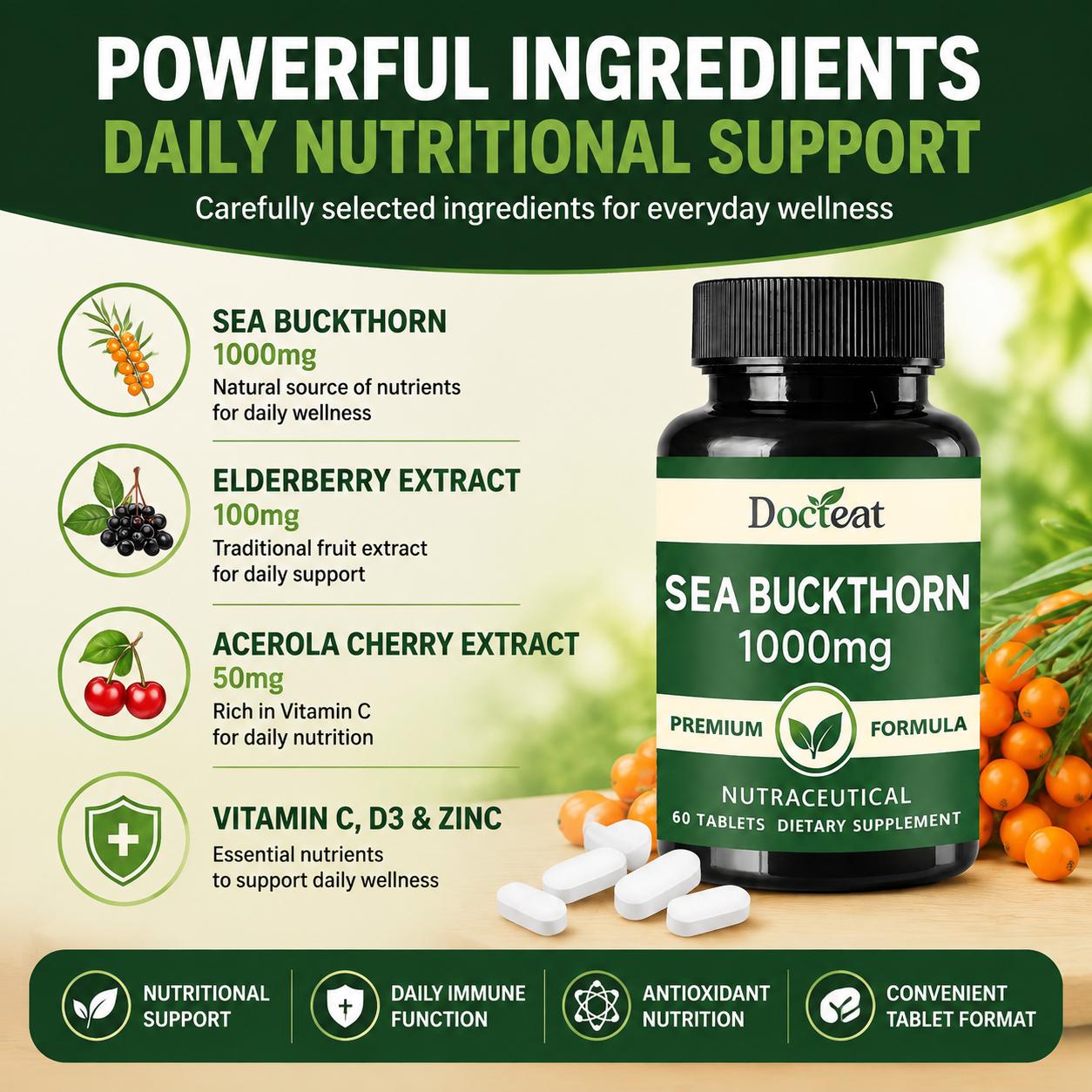 Docteat Sanddorn 1000mg Tablet – Vitamin C Powder Bewertung und Preis
